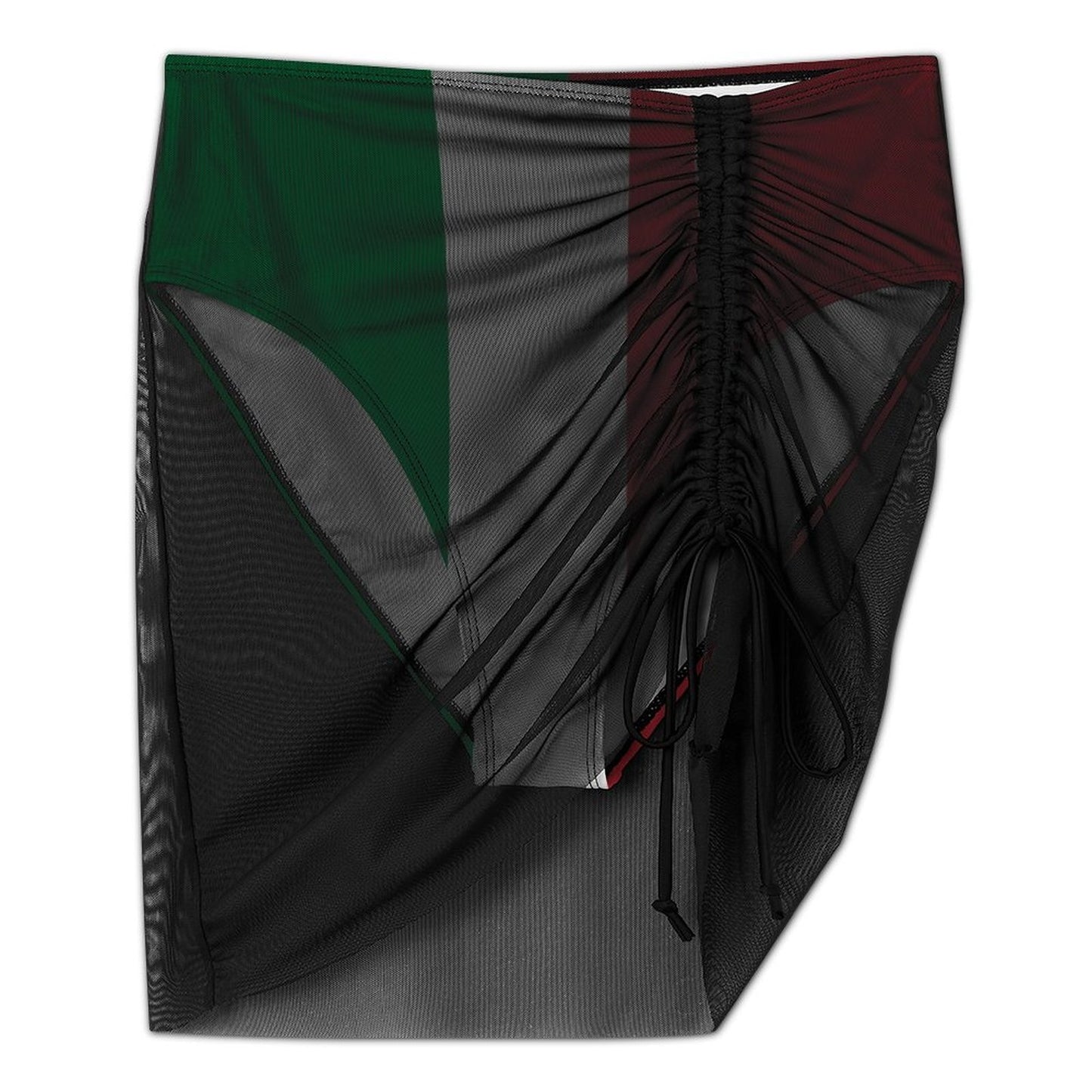 Italy Flag Inspired Women's Mesh Drawstring Skirt and Swimsuit Set