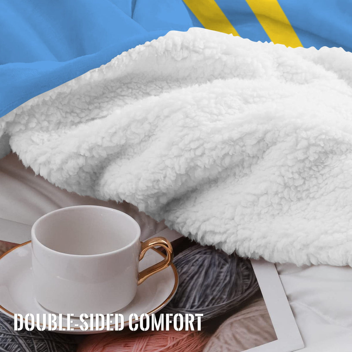 Aruba Flag Inspired Sherpa Fleece Blanket 90" x 108" | Prtinted in the USA