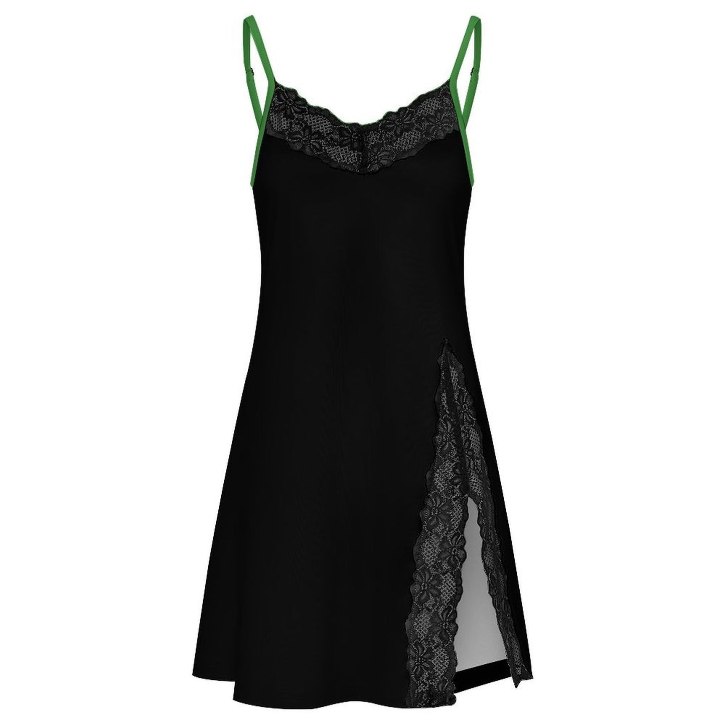 Thin Green Line Flag Inspired Women's Lace Slit Cami Pajama Dress