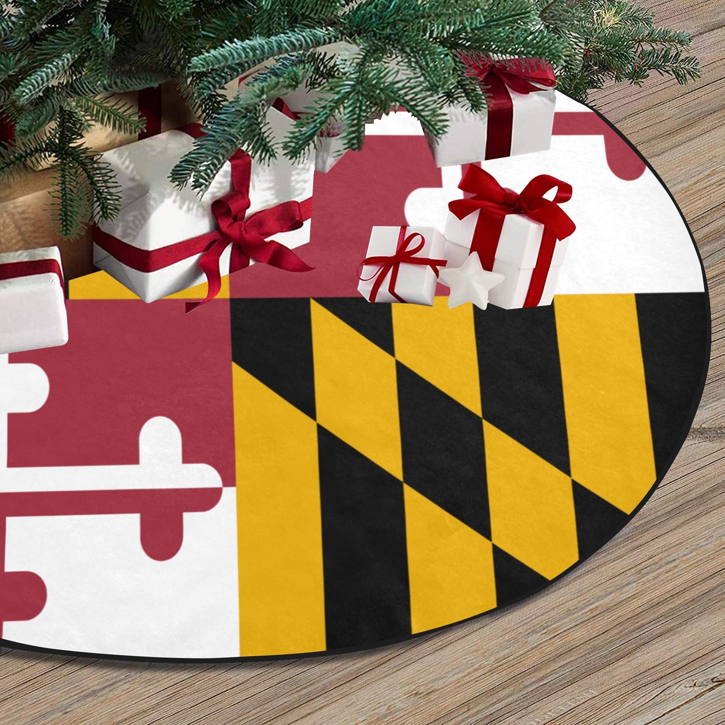 Maryland Flag Thick Christmas Tree Skirt 47" x 47"