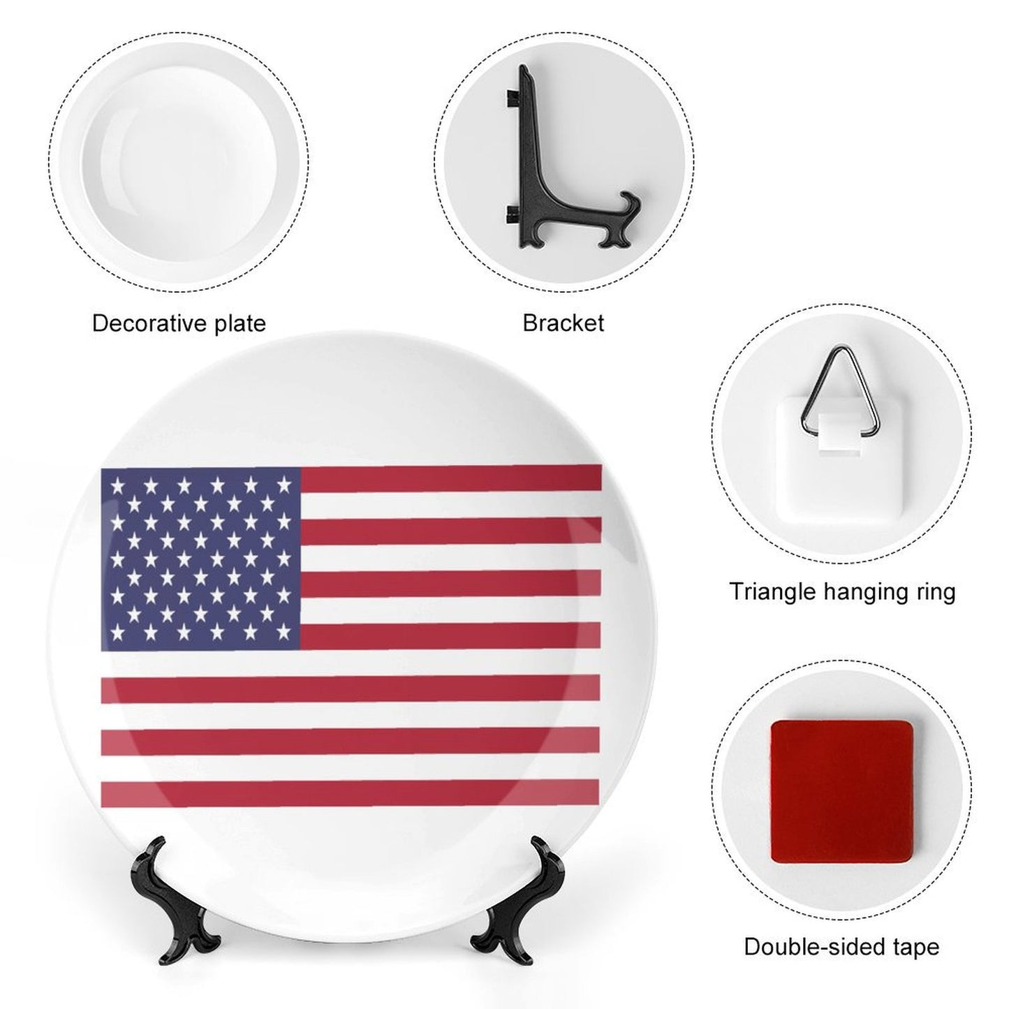 USA/American Flag Inspired Bone China Decorative Plate