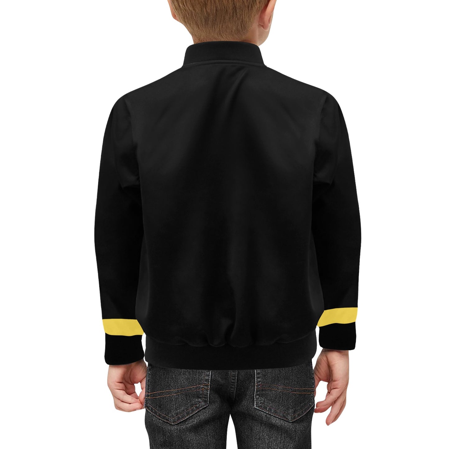 Thin Gold Line Flag Inspired Kids' Bomber Jacket with Pockets