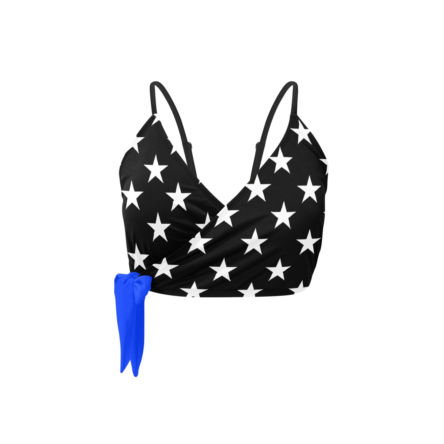 Thin Blue Line Flag Inspired Knot Side Bikini Top