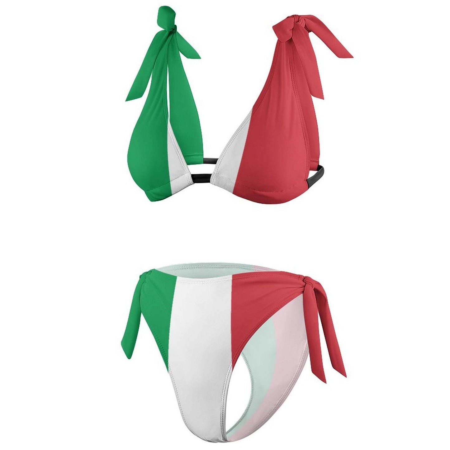 Italy Flag Inspired Tie-Side High-Waist Bikini Set