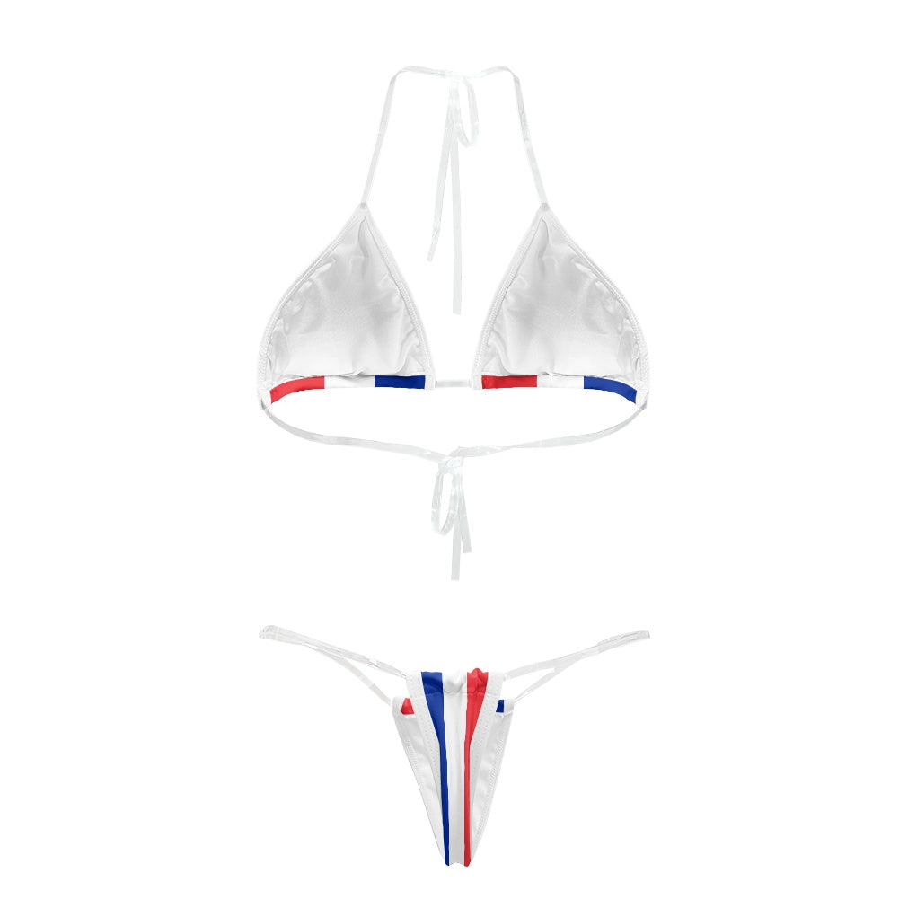France Flag Inspired Transparent String Bikini