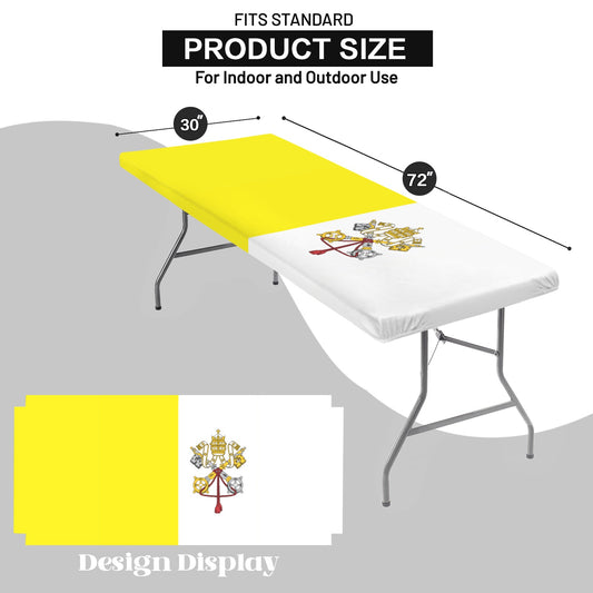 Vatican City Flag Inspired Custom Elastic Fitted Tablecloth 72x30 inch (Made in the USA)