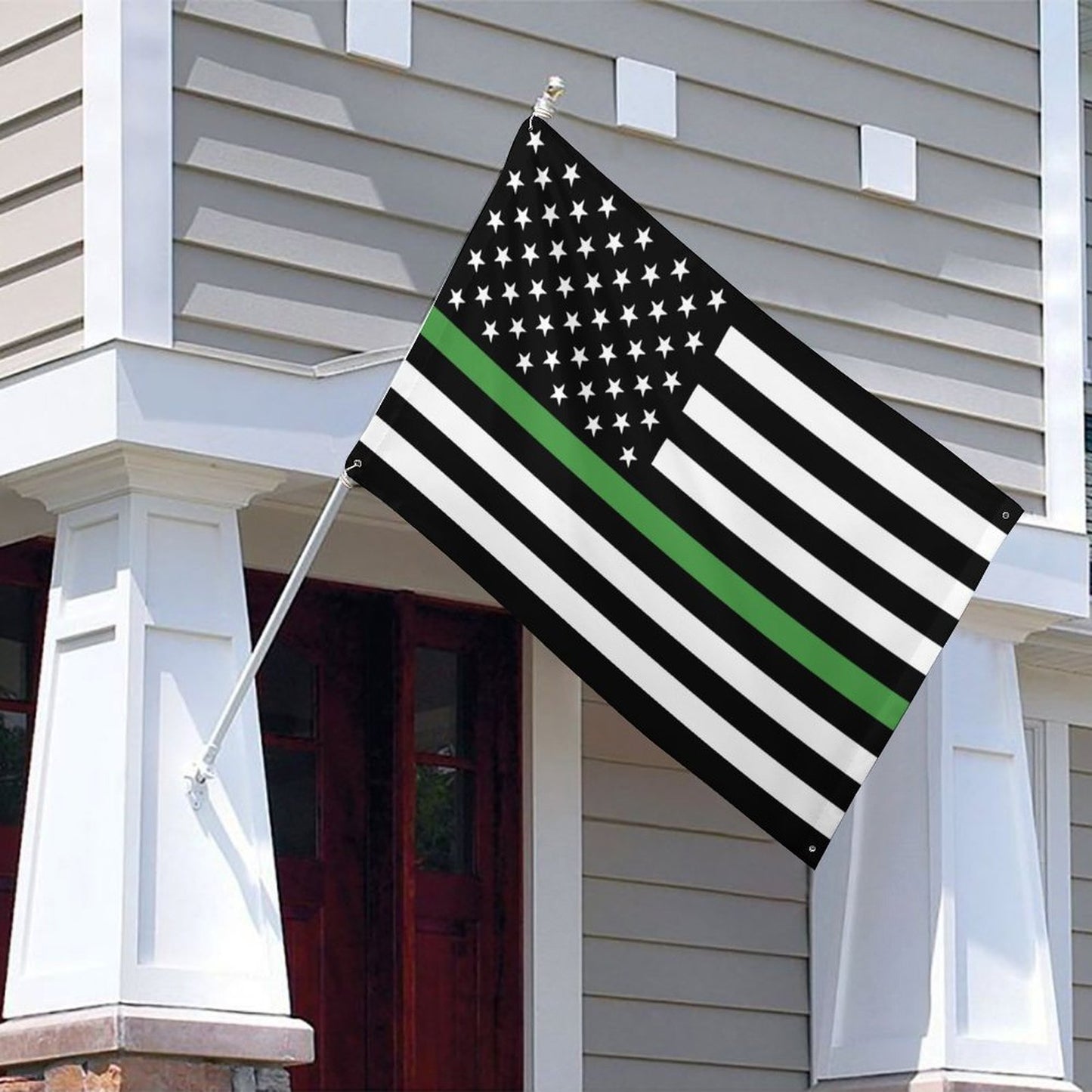 Thin Green Line Flag Inspired Wall Mount Flag with Four Grommets (35x59 in)