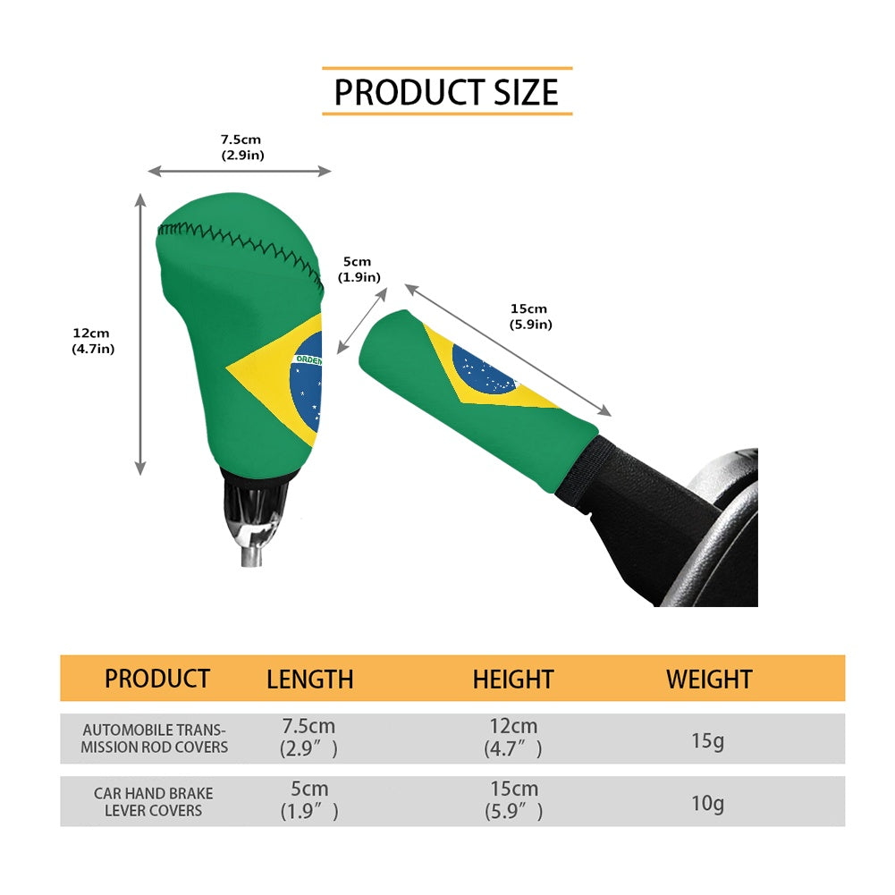Brazil Flag Inspired Gear Lever Cover+Hand Brake Cover