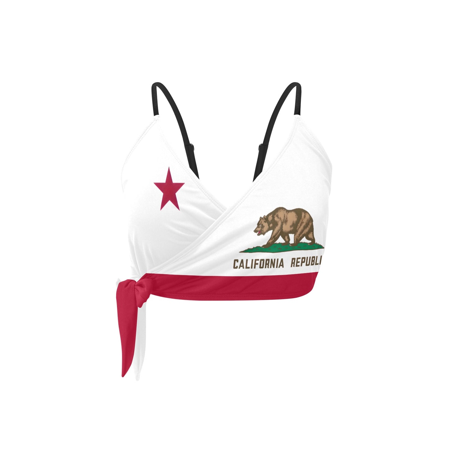 California Flag Inspired Knot Side Bikini Top