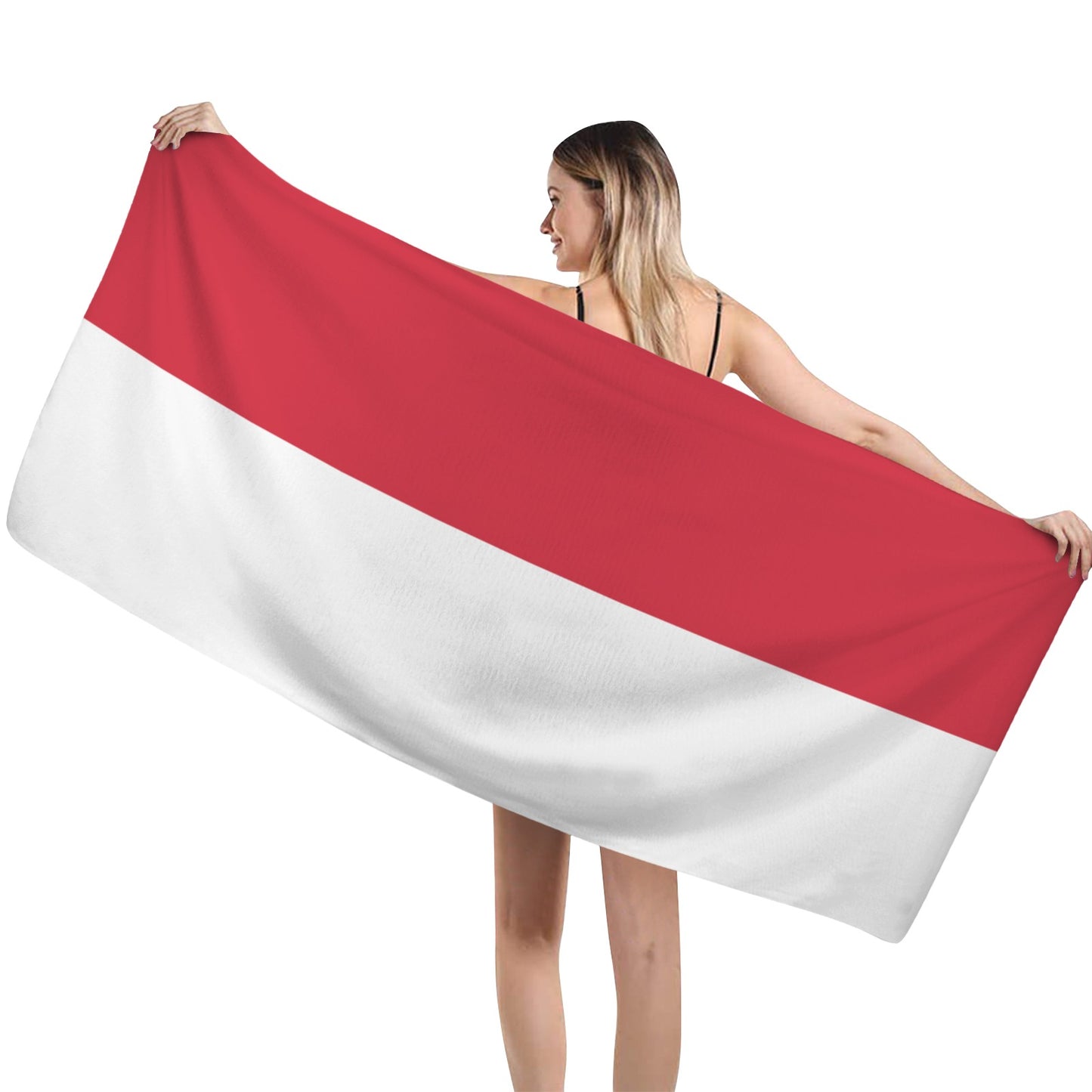 Monaco Flag Inspired Custom Bath Towel 29"x58"(Made in USA)
