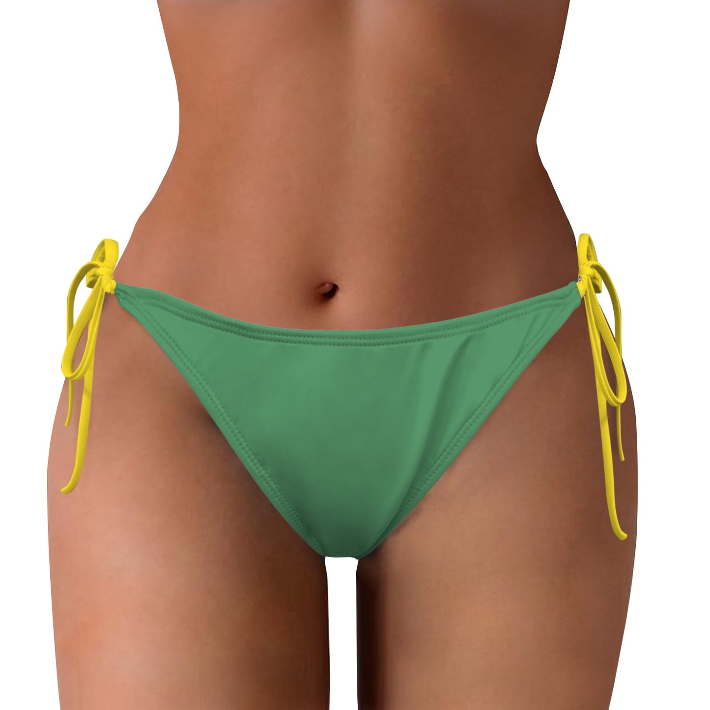 Brazil Flag Inspired Colors Style-2 Side-Tie Bikini Bottom