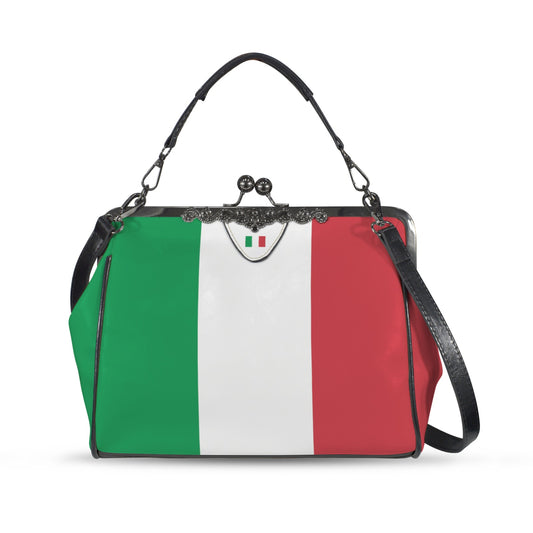 Italy Flag Inspired Kisslock Crossbody Shoulder Bag