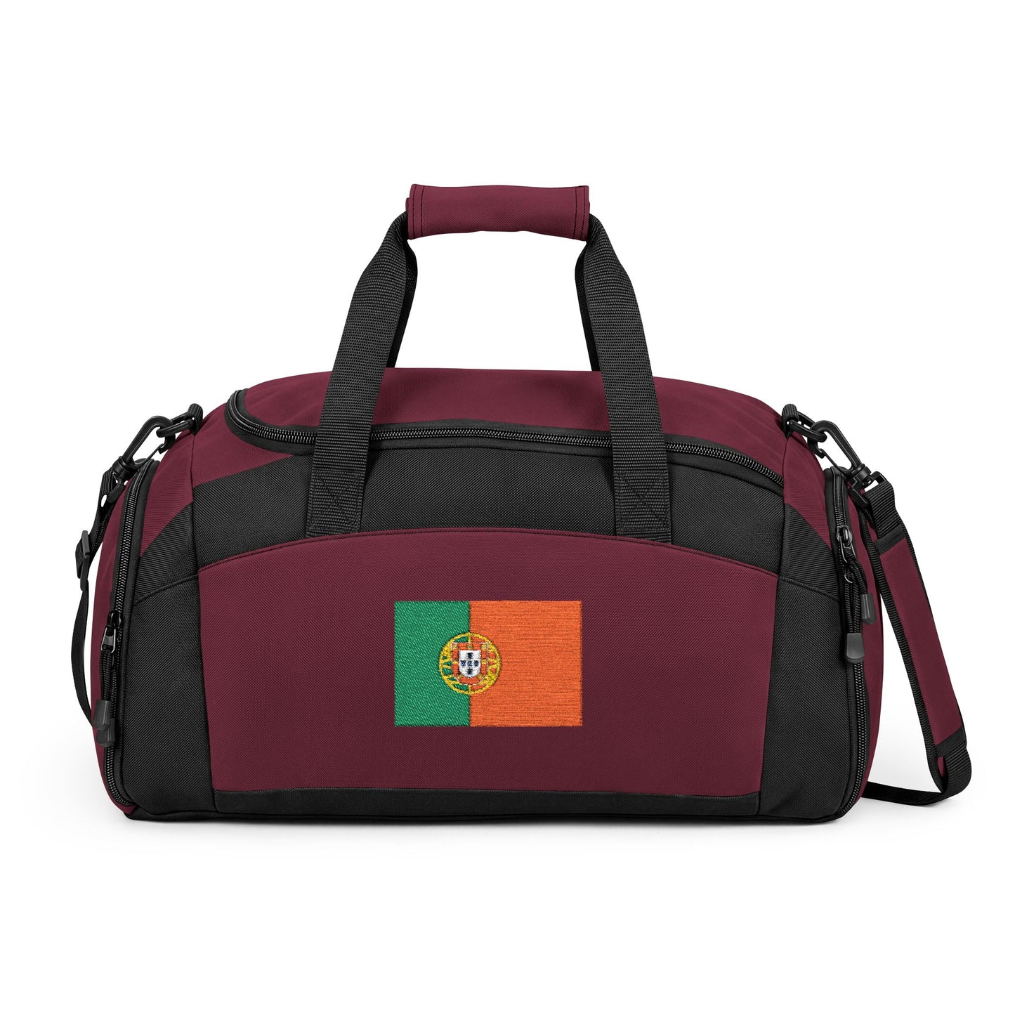Portugal Flag Gym Bag — Black Duffle with Embroidered Portugal Flag