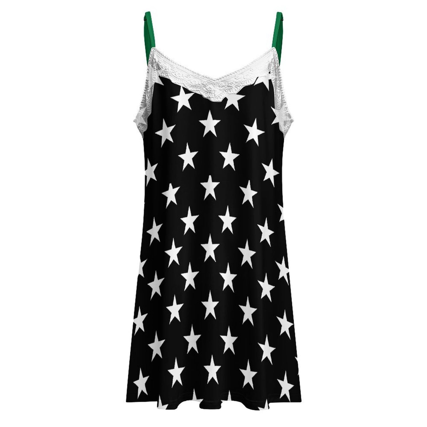 Thin Green Line Flag Inspired Lace Trim Camisole Nightgown