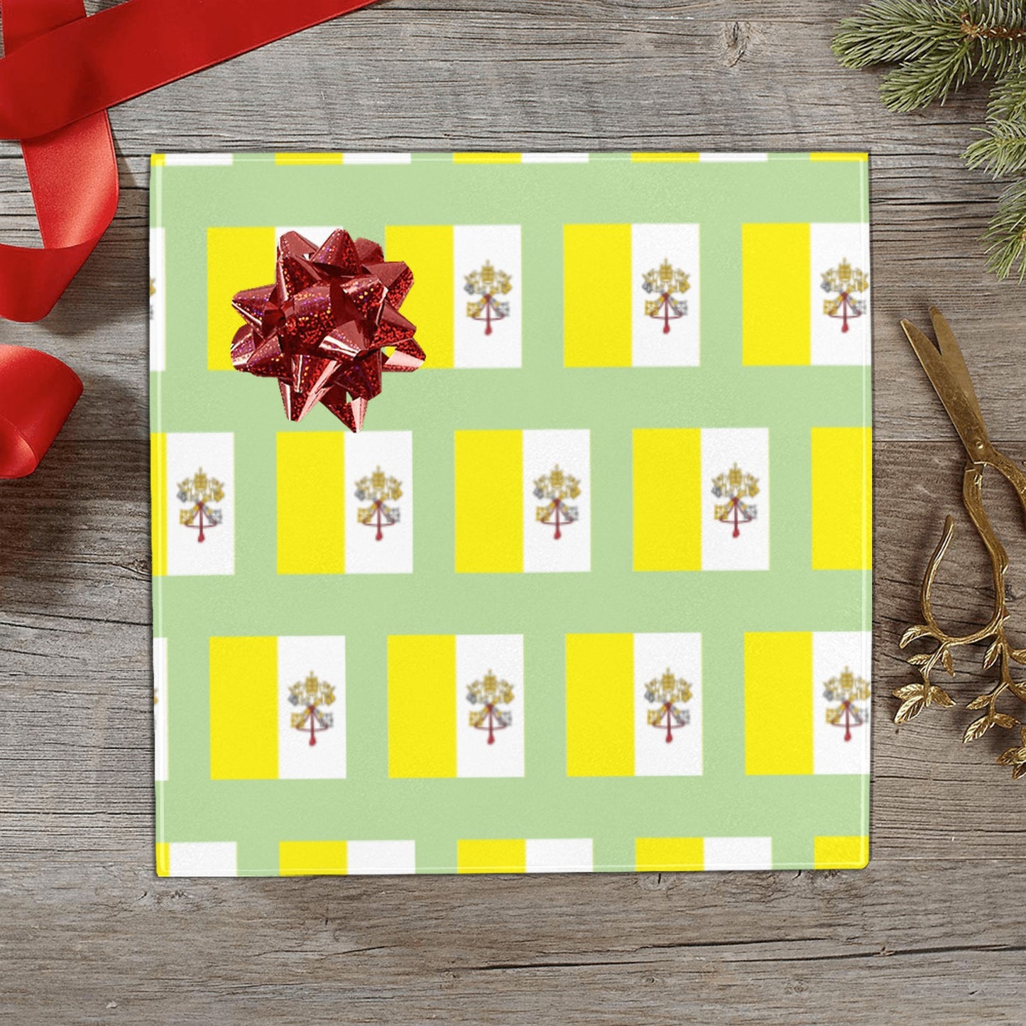 Vatican City Flag Inspired Custom Gift Wrapping Paper 58"x 22.5" (4 Rolls)