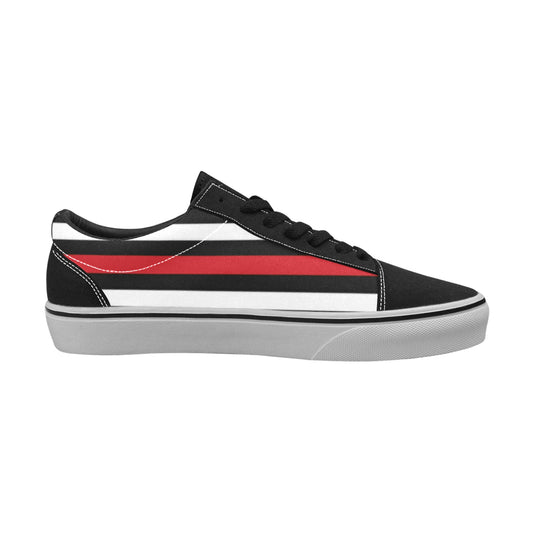 Thin Red Line Flag Inspired Women's Lace-Up Canvas Shoes