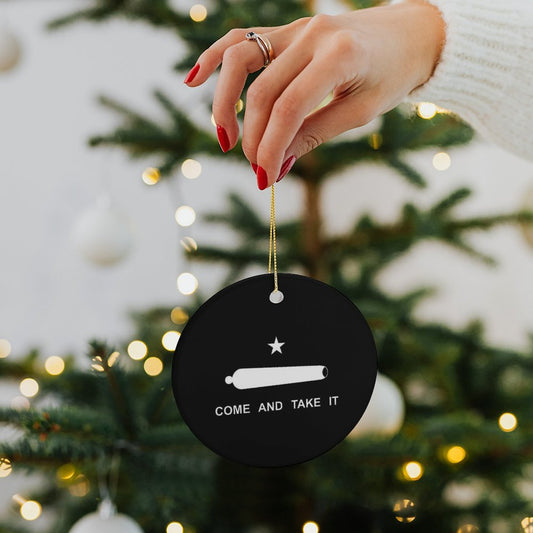 Come and Take It Flag Inspired Circle Ceramic Ornament Made in USA Circle Ceramic Ornament (Made in USA)