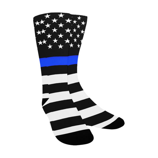 Thin Blue Line Flag Inspired Women's Custom  Socks (Made in the USA)