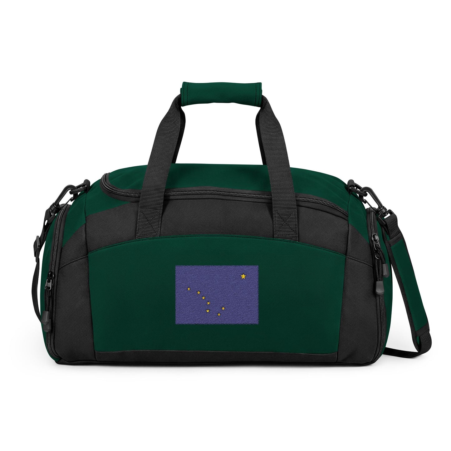 Alaska Flag Gym Bag — Black Duffle with Embroidered Alaska Flag