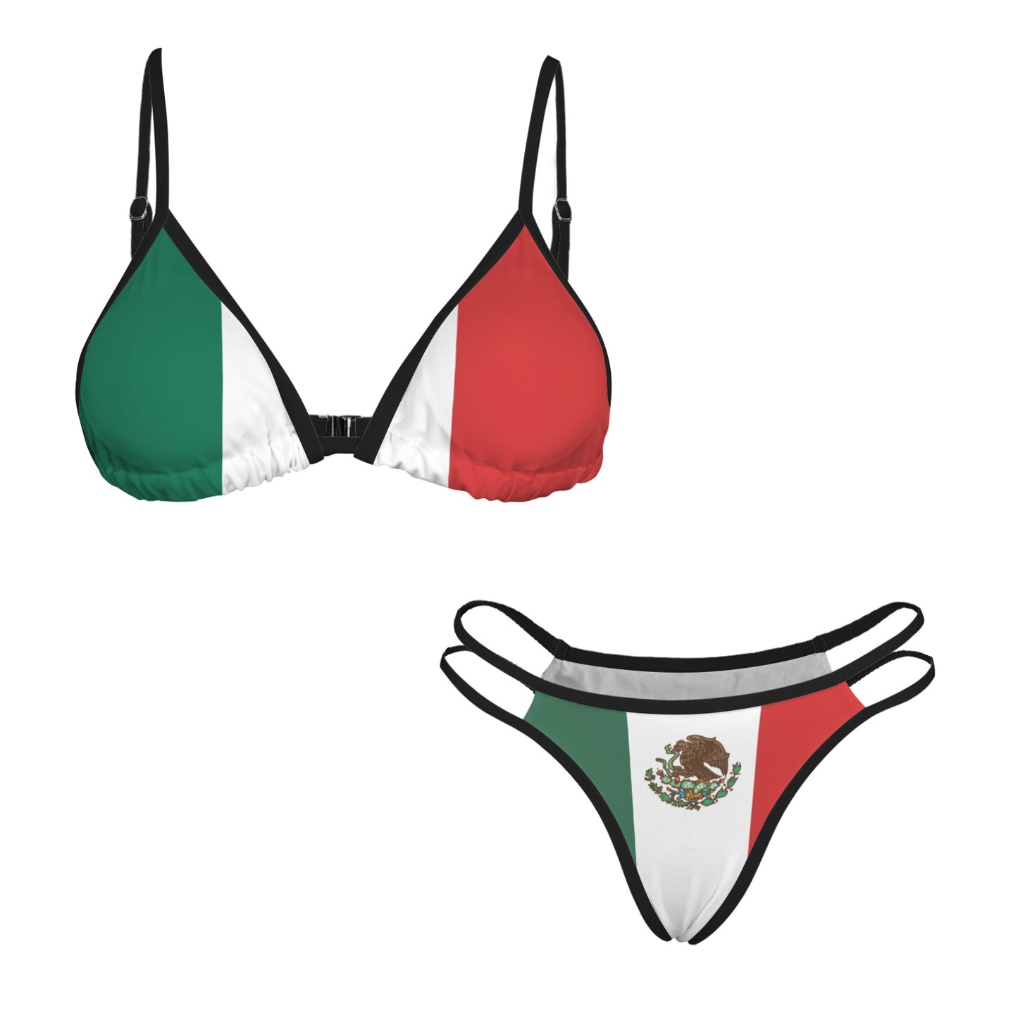 Mexico Flag Inspired Double-Strap Triangle Bikini Set
