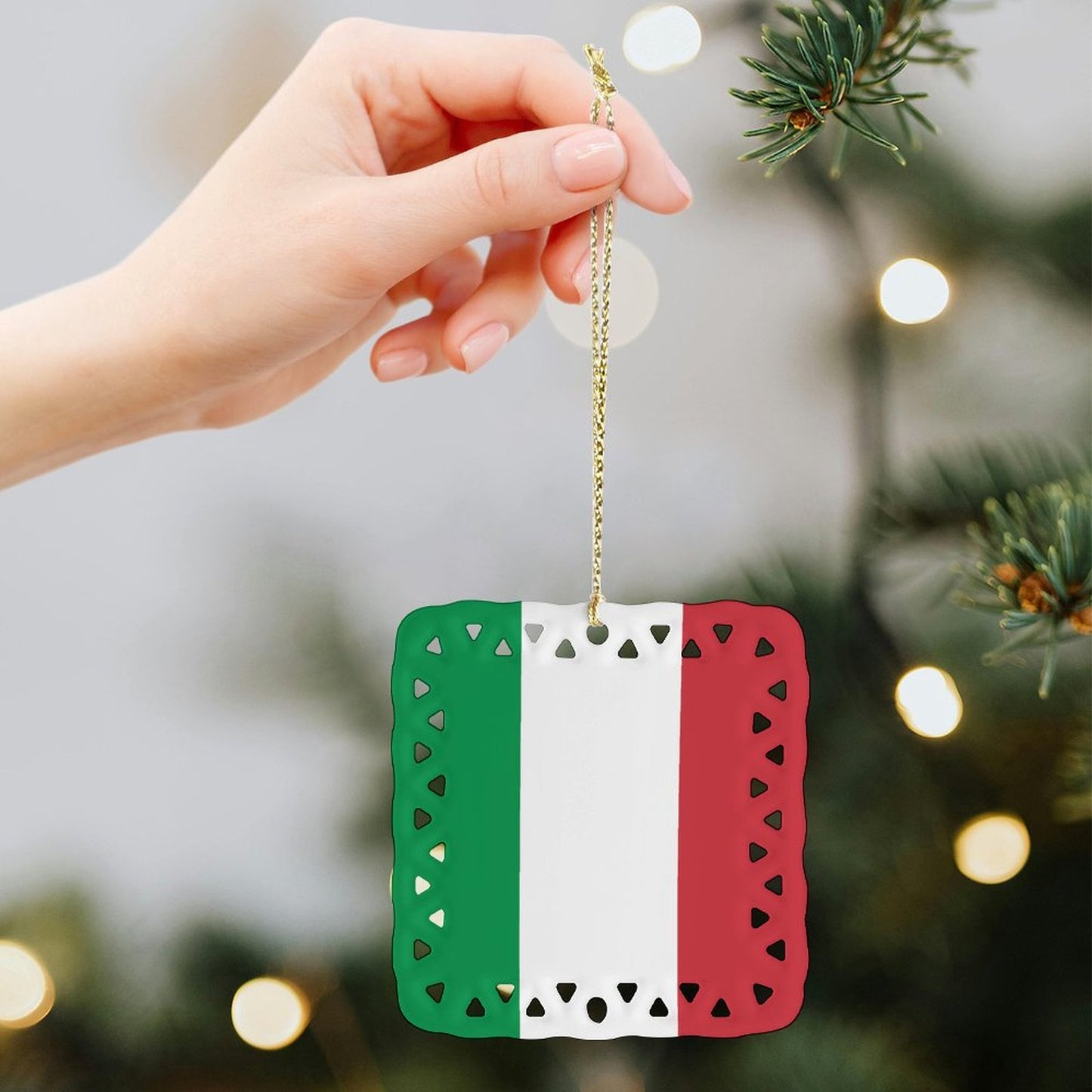 Italy Flag Inspired Square Ceramic Ornament Made in the USA