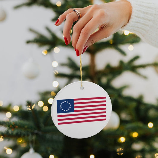 Betsy Ross Flag Inspired Circle Ceramic Ornament Made in USA Circle Ceramic Ornament (Made in USA)