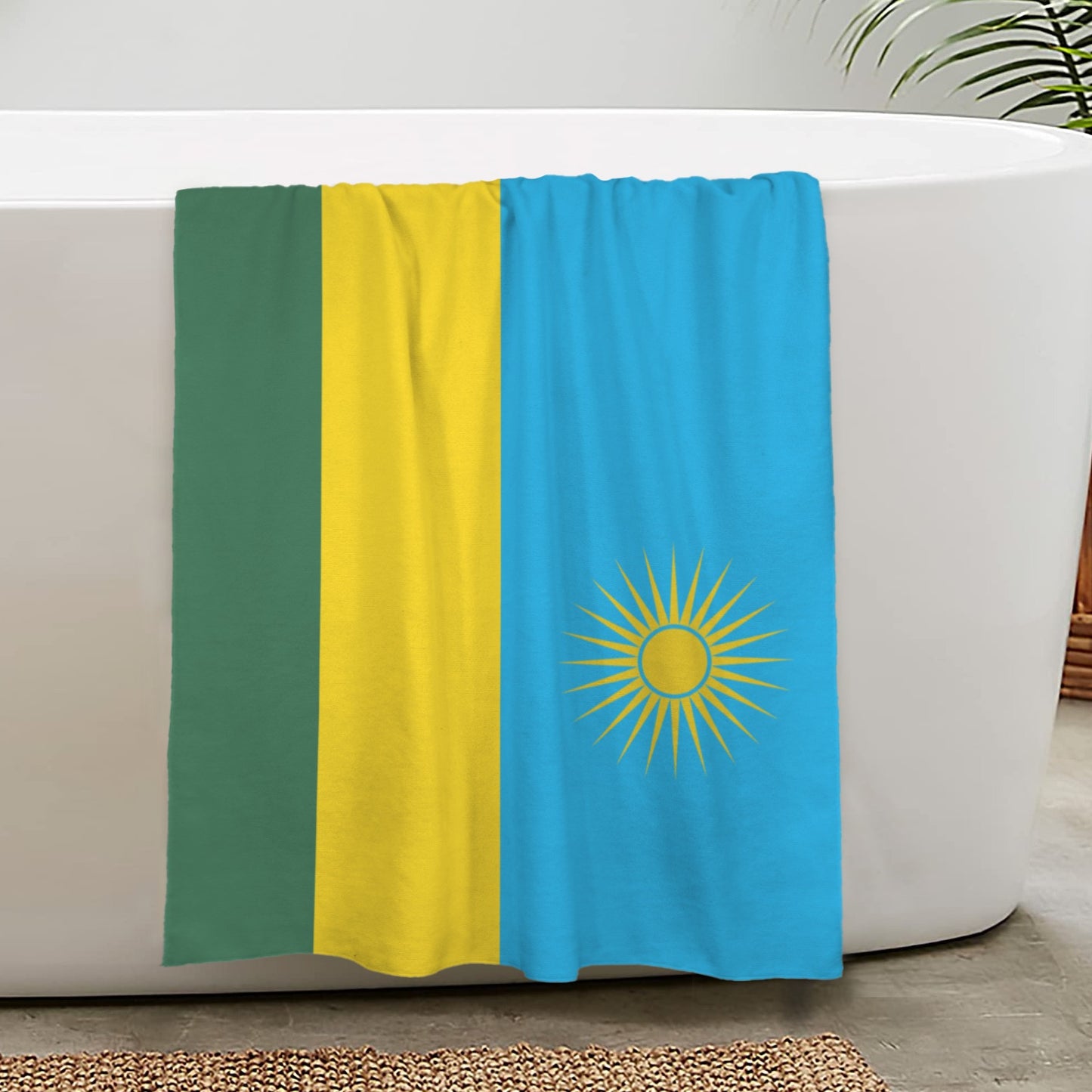 Rwanda Flag Inspired Custom Bath Towel 29"x58"(Made in USA)