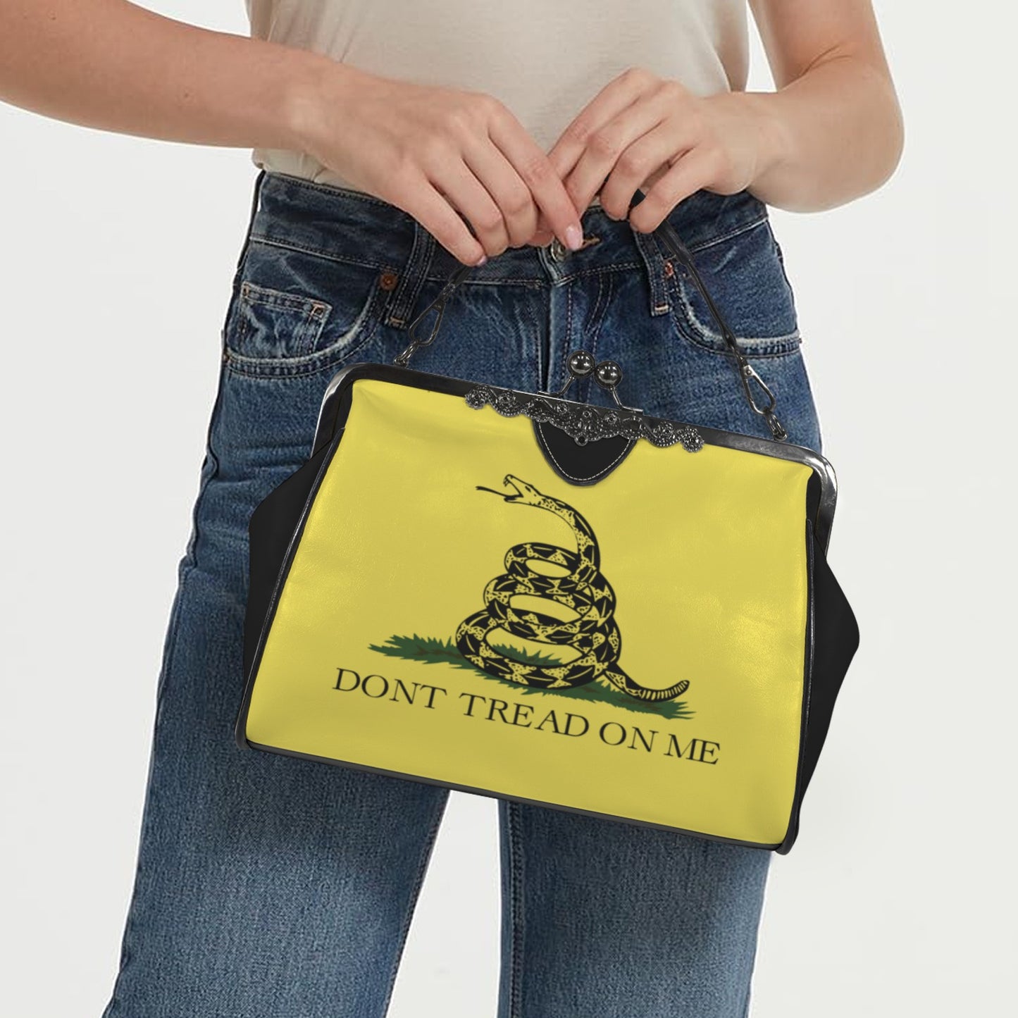Gadsden Flag Inspired Kisslock Crossbody Shoulder Bag