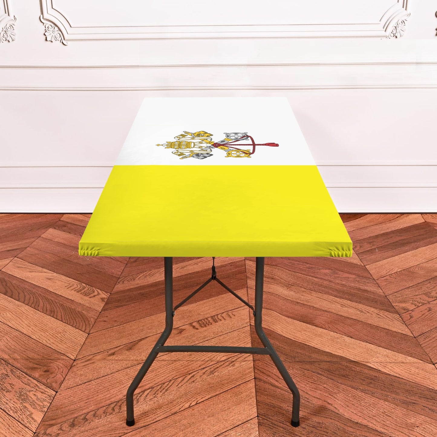 Vatican City Flag Inspired Custom Elastic Fitted Tablecloth 72x30 inch (Made in the USA)