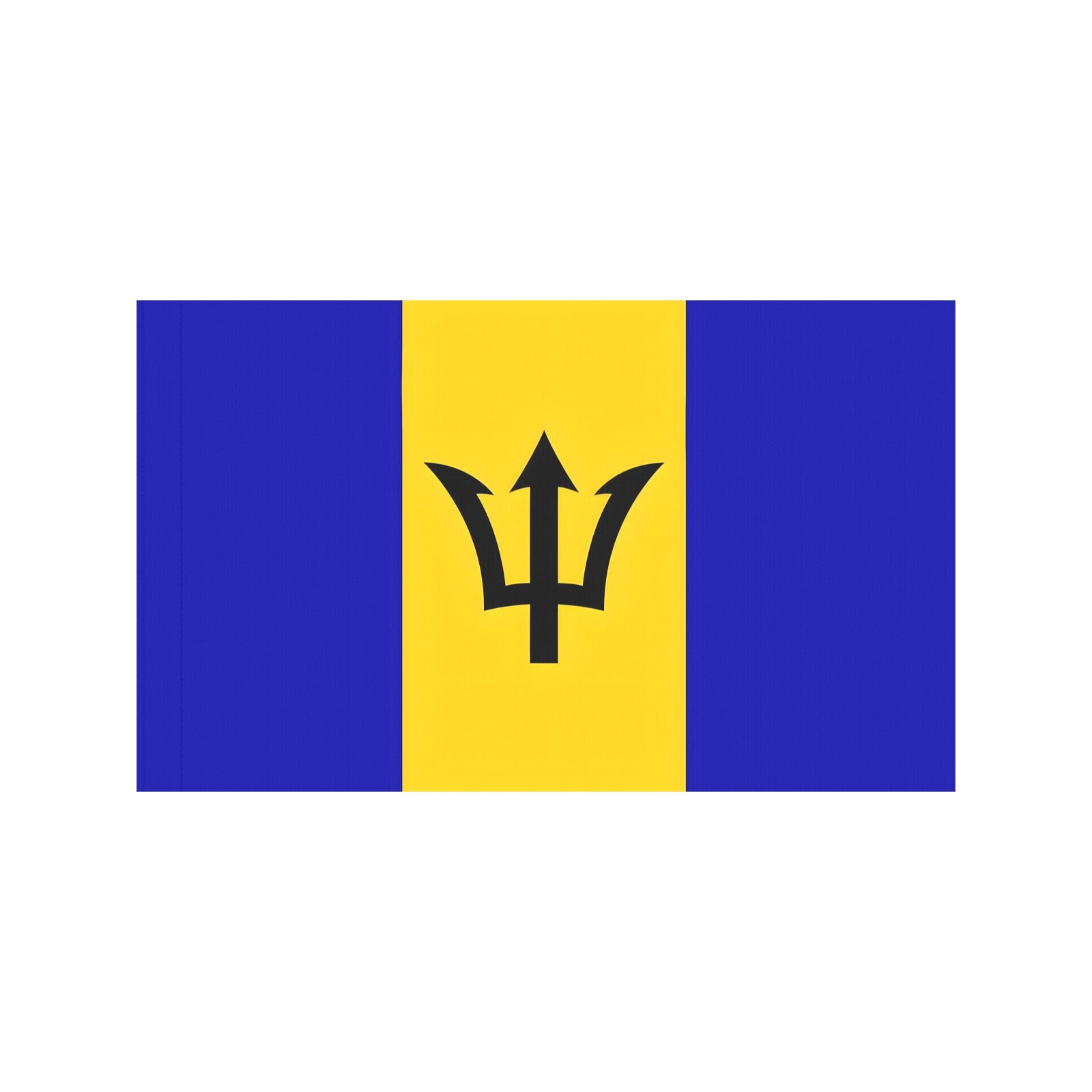 Luv My Flag Barbados flag with trident, blue, yellow.