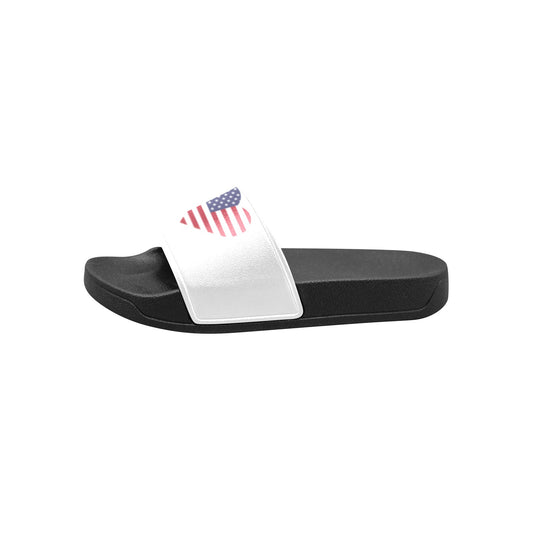 USA/American Flag Heart Kid's Slide Sandals