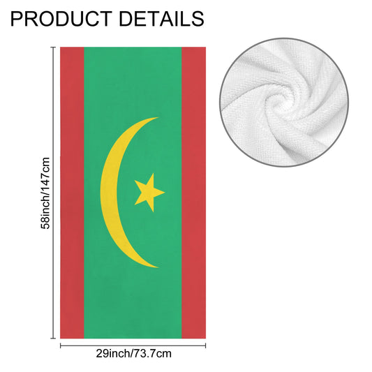 Mauritania Flag Inspired Custom Bath Towel 29"x58"(Made in USA)