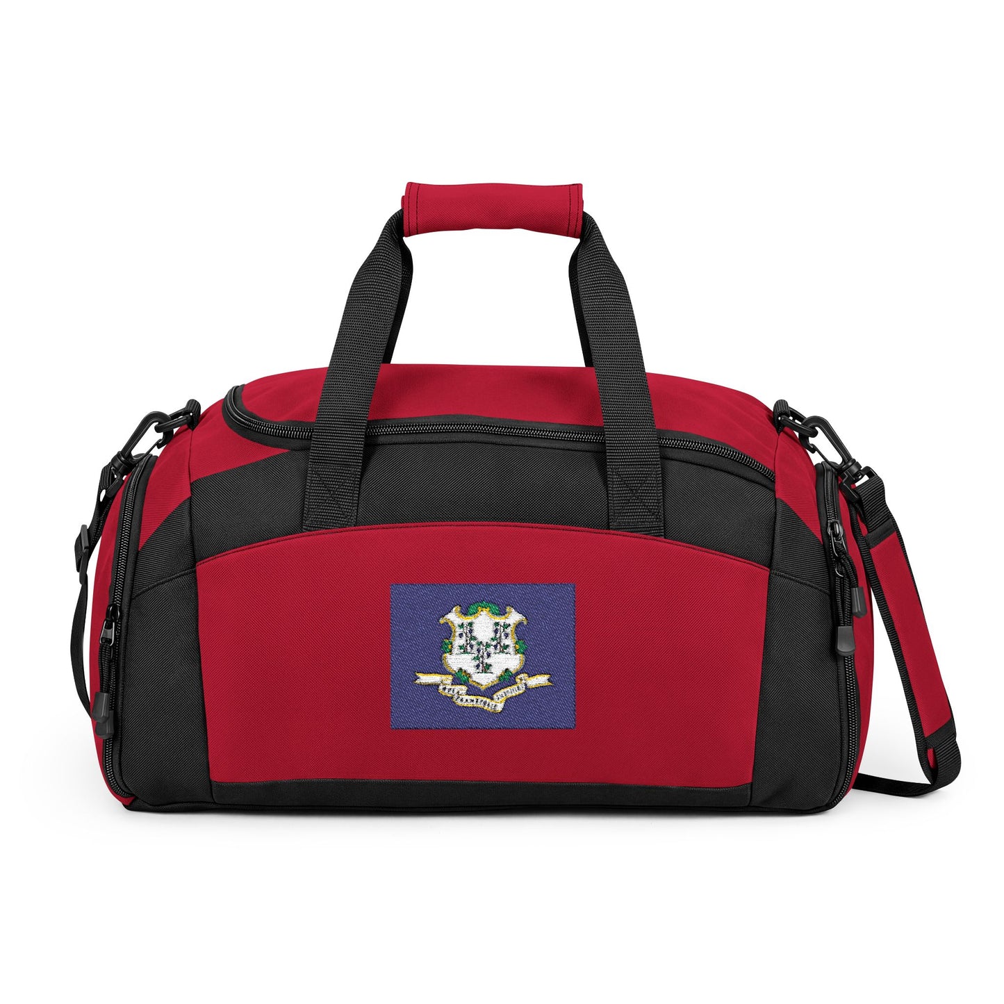 Connecticut Flag Gym Bag — Black Duffle with Embroidered Connecticut Flag