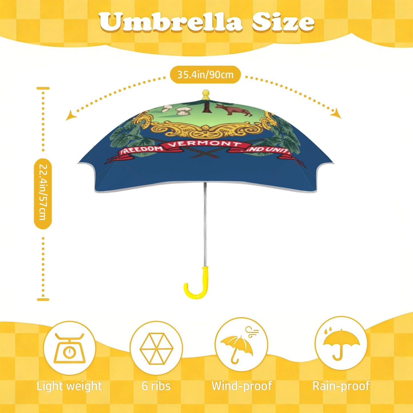 Vermont Flag Inspired Kids Safe Round Corner Umbrella
