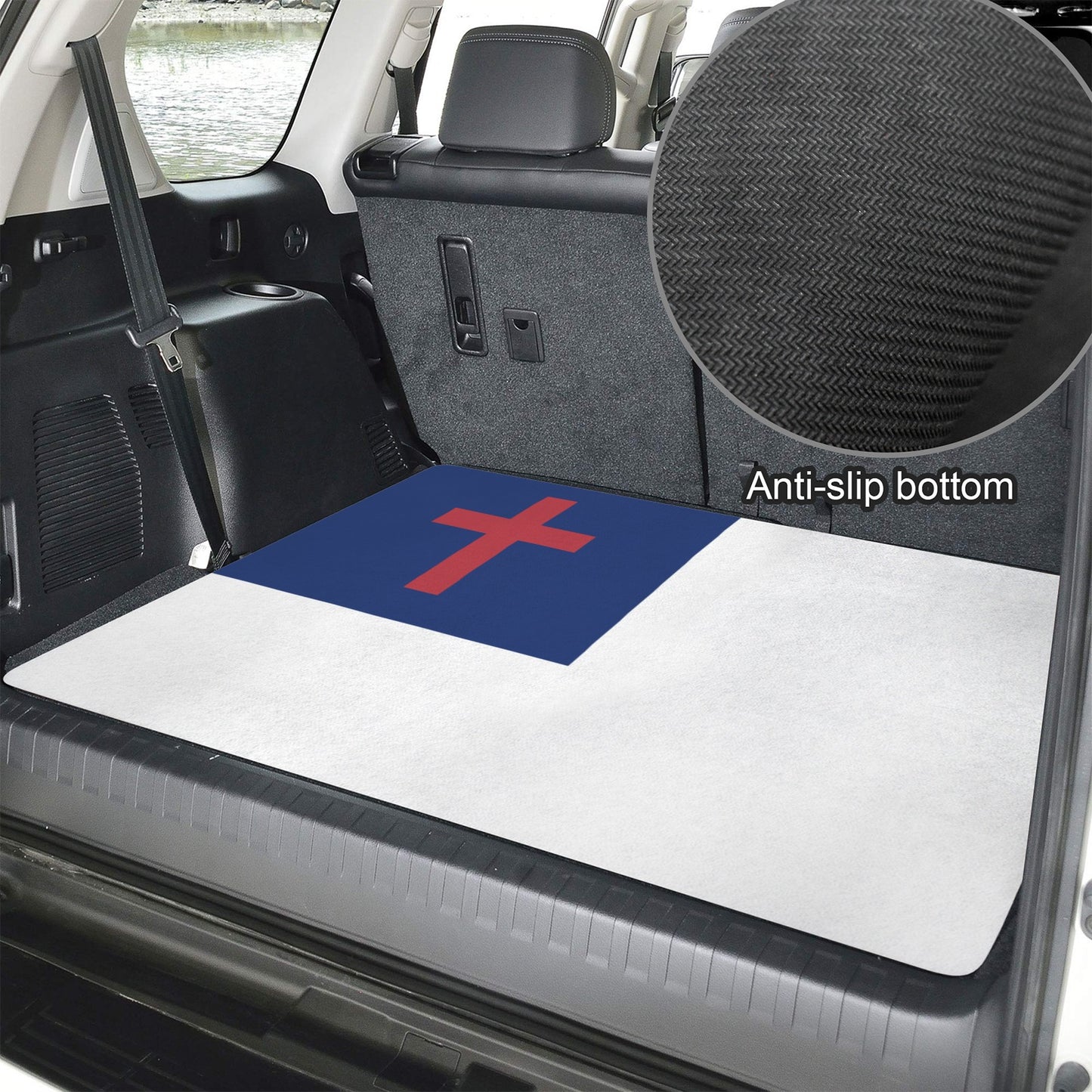 Christian Flag Inspired Car Trunk Mat 100 × 75 cm / 39.4 × 30 in Printed in the USA