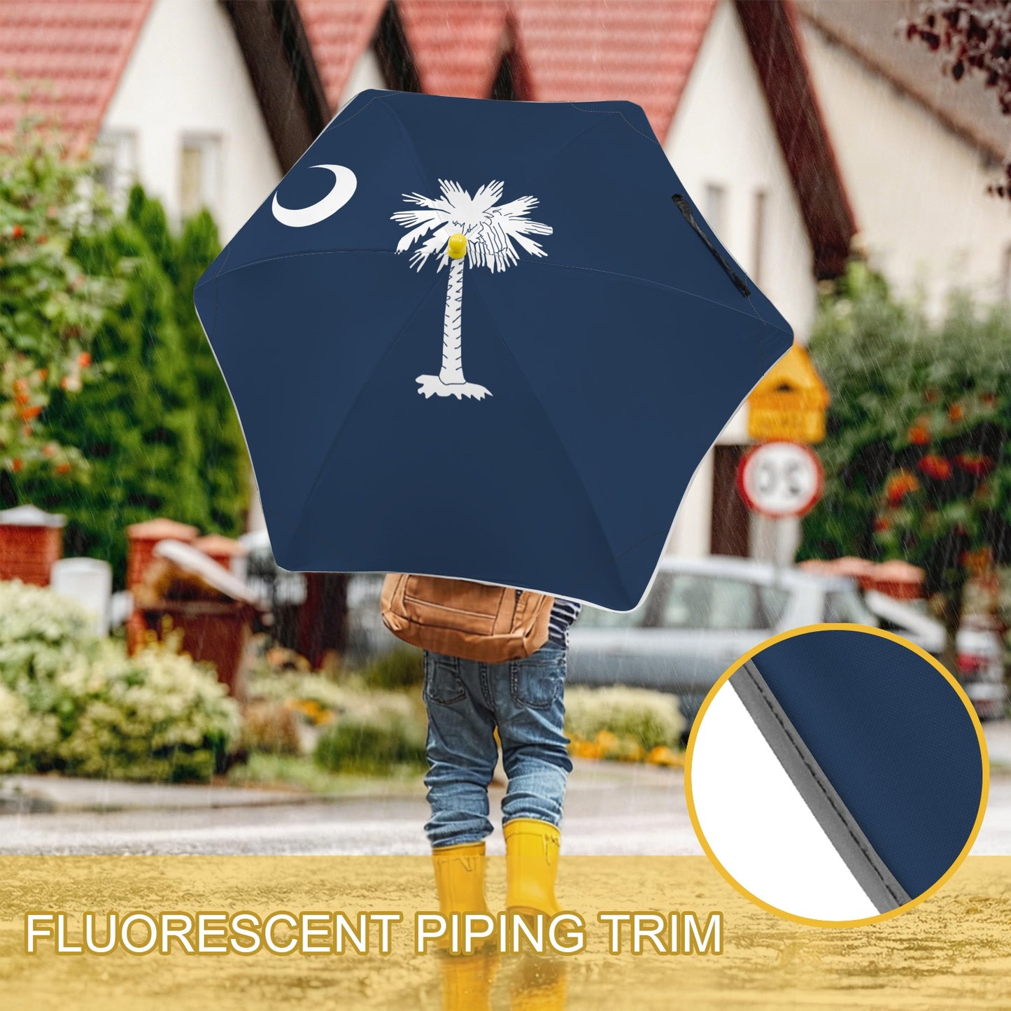 South Carolina Flag Inspired Kids Safe Round Corner Umbrella