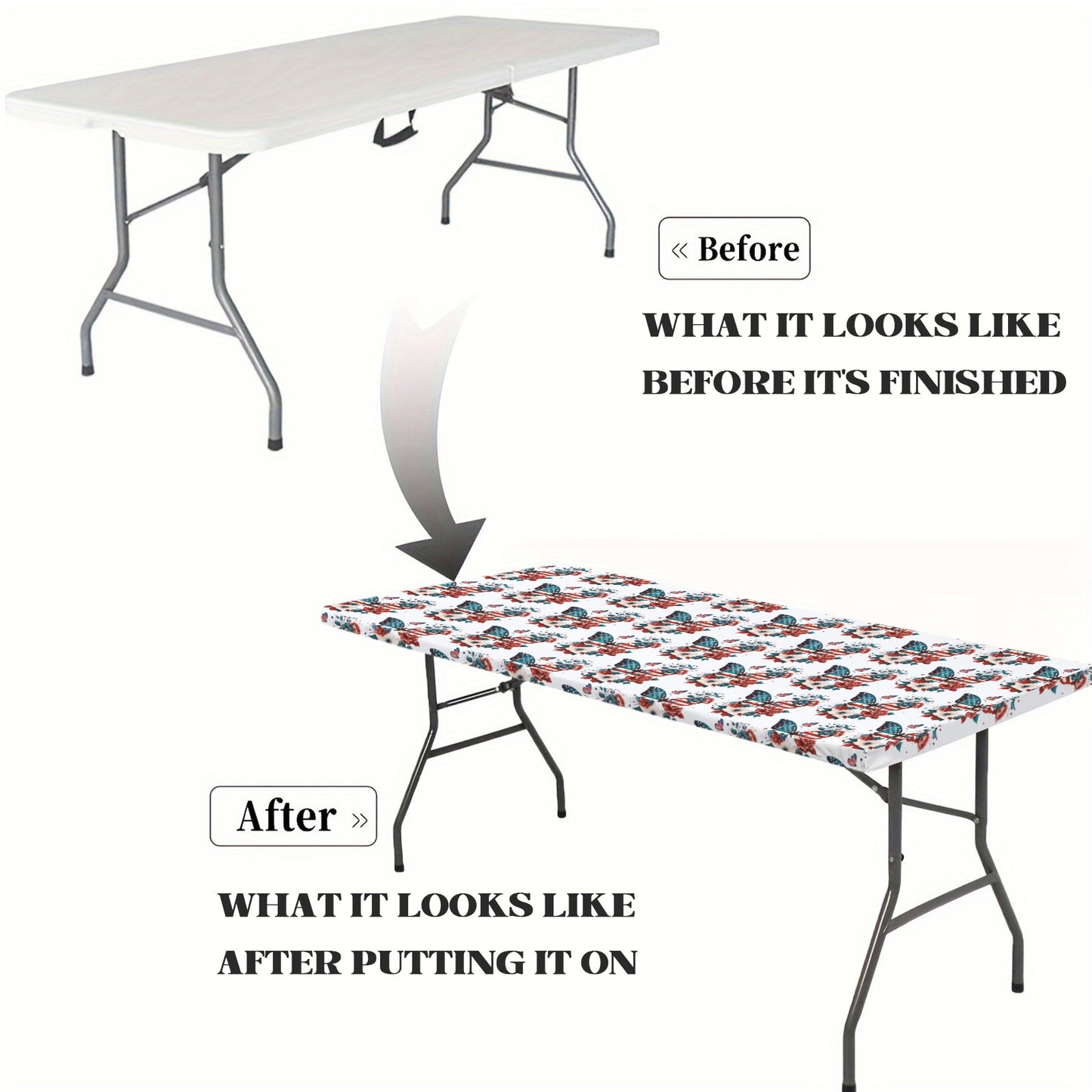 USA/American Flag Inspired Butterfly Pattern Custom Elastic Fitted Tablecloth 72x30 inch (Made in the USA)