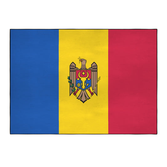 Moldova Flag Inspired 84x60 Inch Area Rug with Black Binding (Made in the USA)