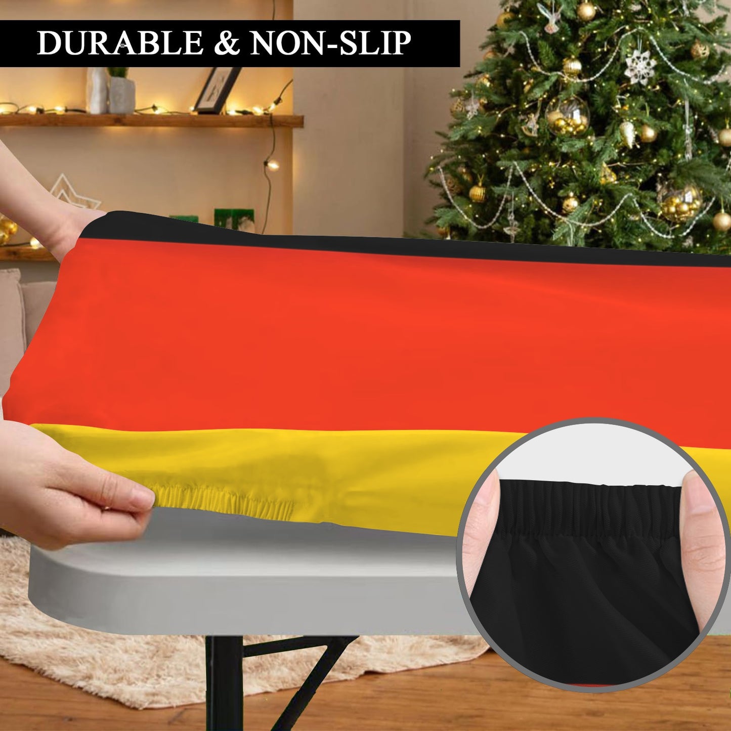Germany Flag Inspired Custom Elastic Fitted Tablecloth 72x30 inch (Made in the USA)