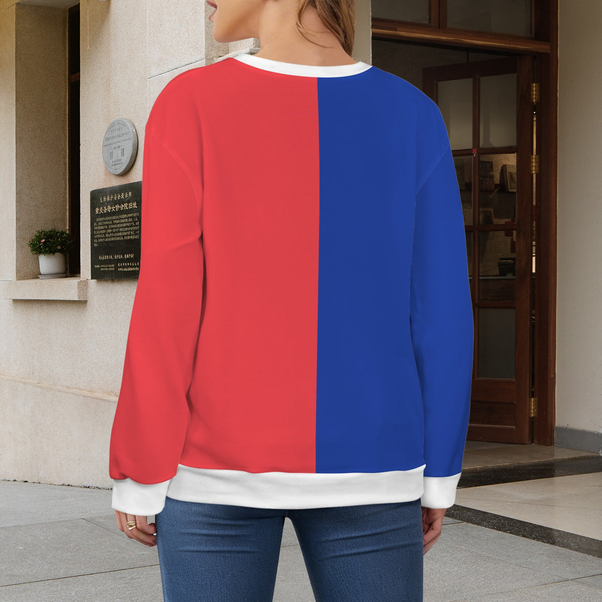 France Flag Inspired Women's Crew Neck Sweater Printed in the USA