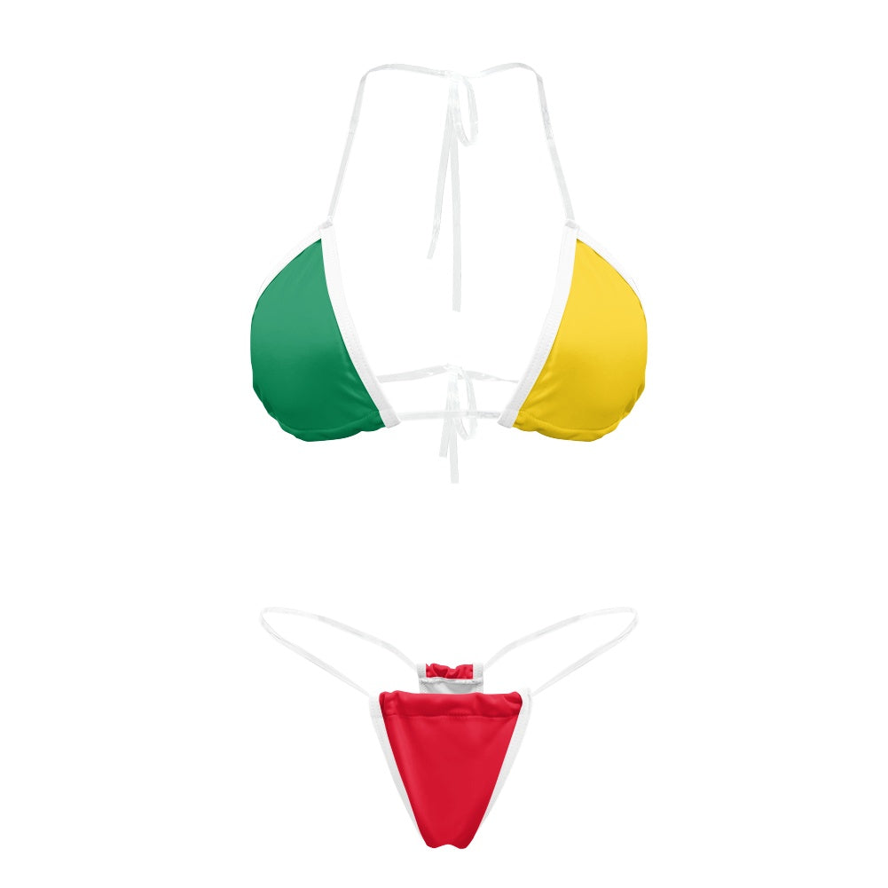 Benin Flag Inspired Transparent String Bikini