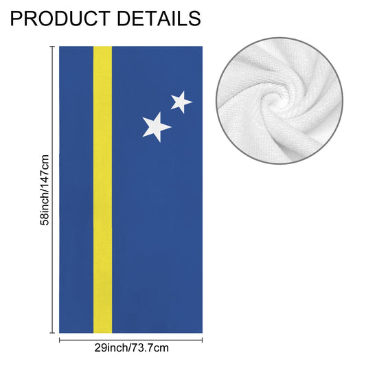 Curacao Flag Inspired Custom Bath Towel 29"x58"(Made in USA)