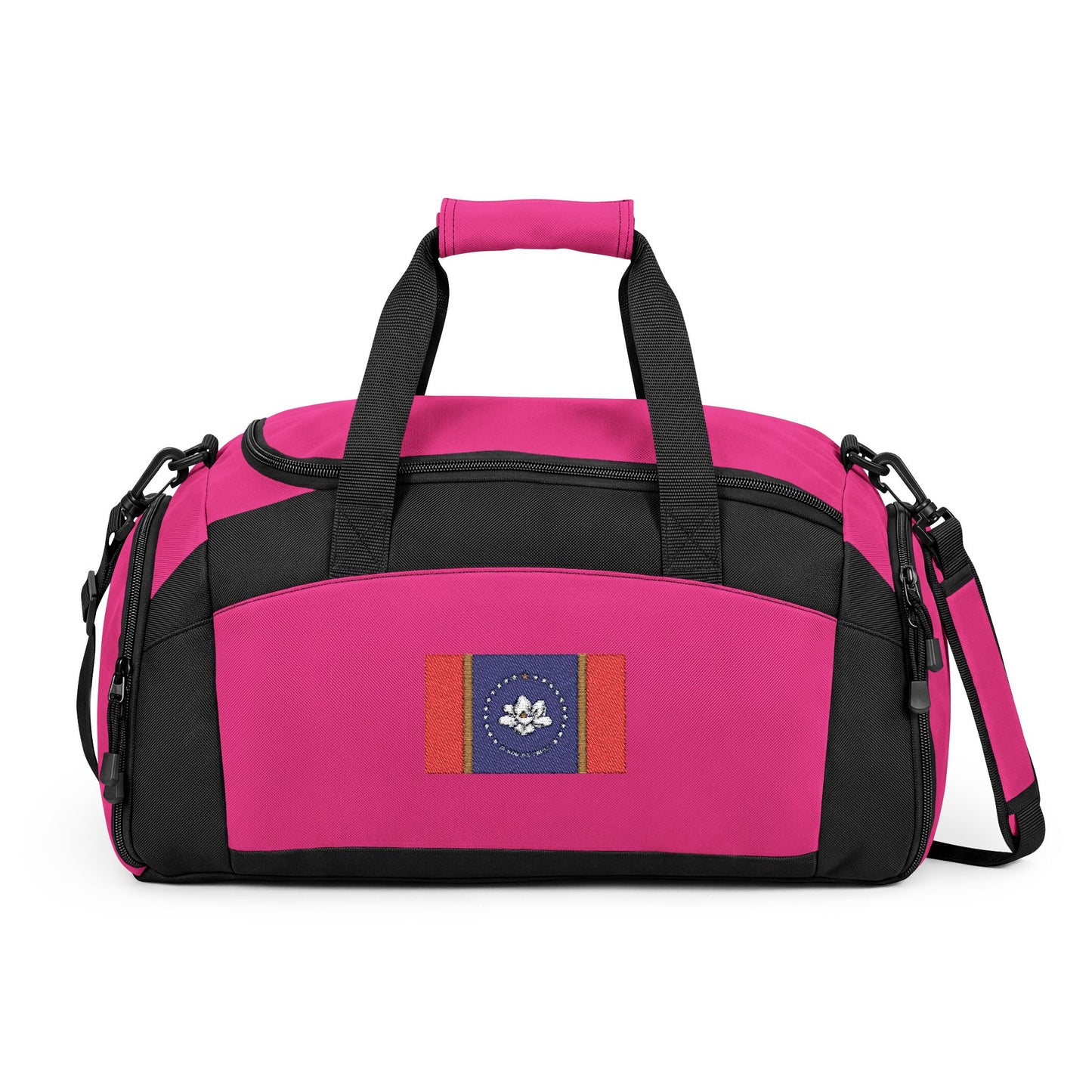 Mississippi Flag Gym Bag — Black Duffle with Embroidered Mississippi Flag