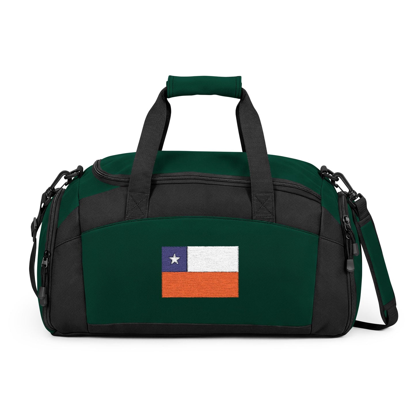 Chile Flag Gym Bag — Black Duffle with Embroidered Chile Flag