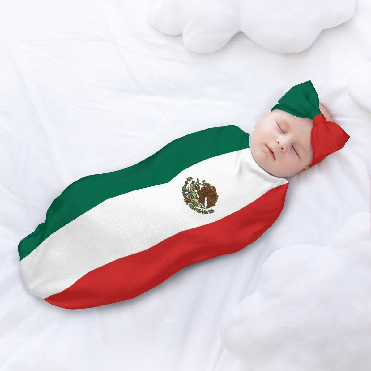 Mexico Flag Inspired Baby Swaddle Sack with Baby Headband