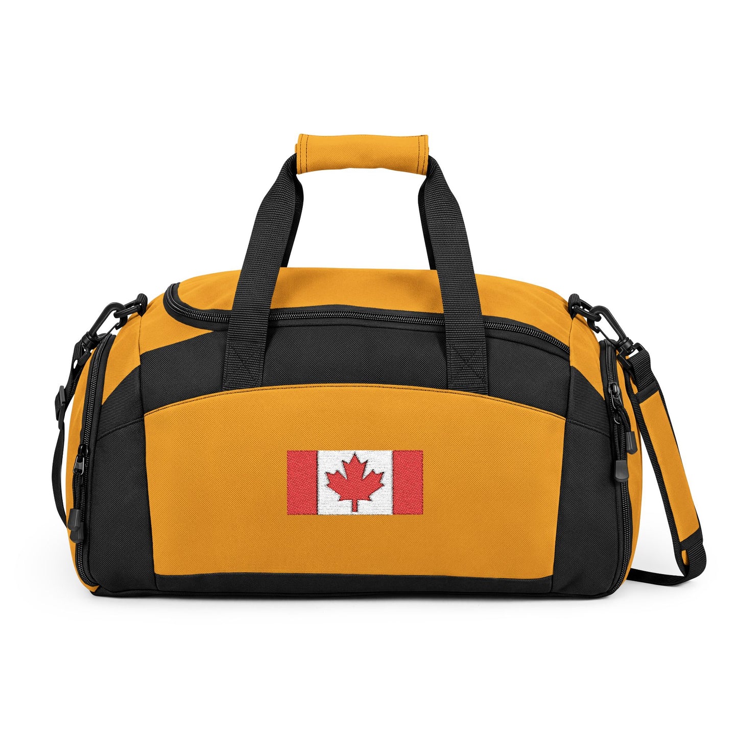 Canada Flag Gym Bag — Black Duffle with Embroidered Canada Flag