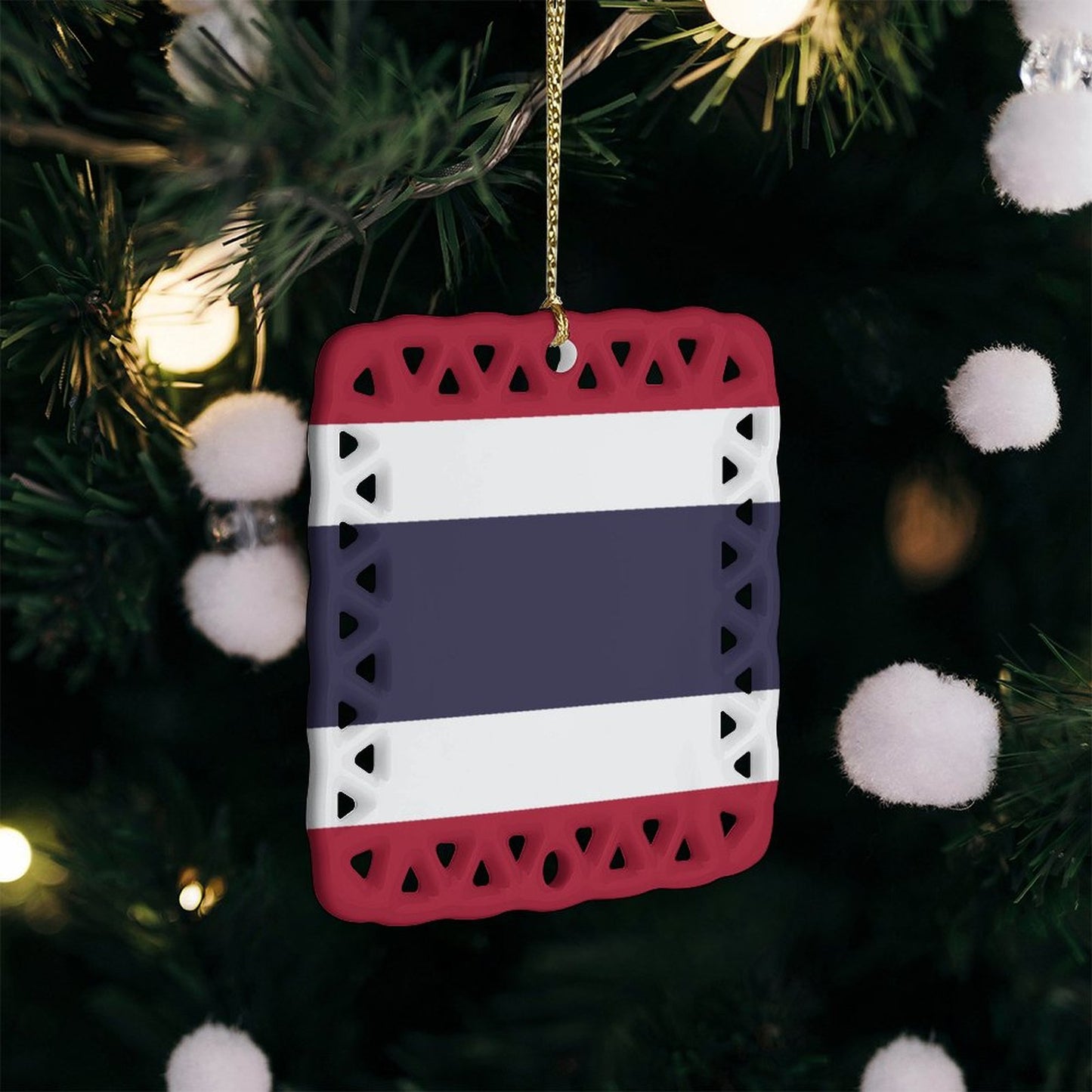 Thailand Flag Inspired Square Ceramic Ornament Made in the USA