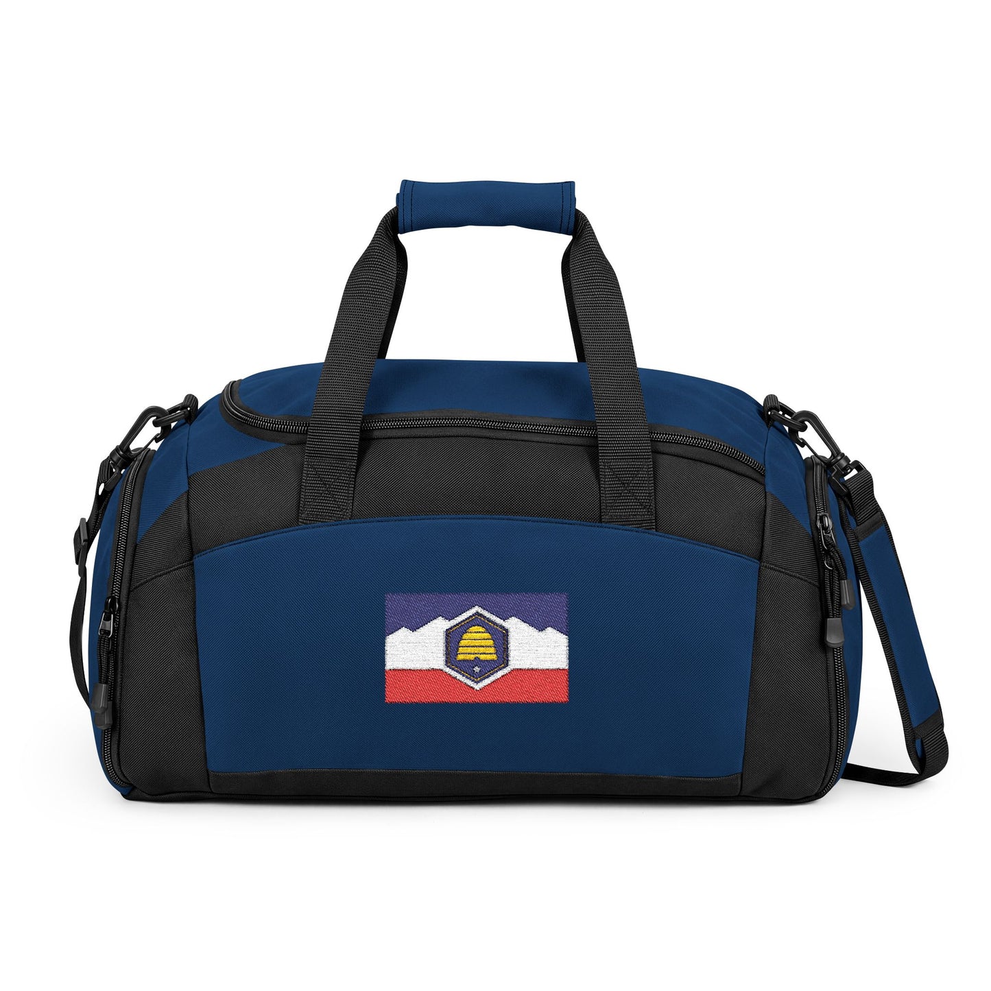 Utah Flag Gym Bag — Black Duffle with Embroidered Utah Flag
