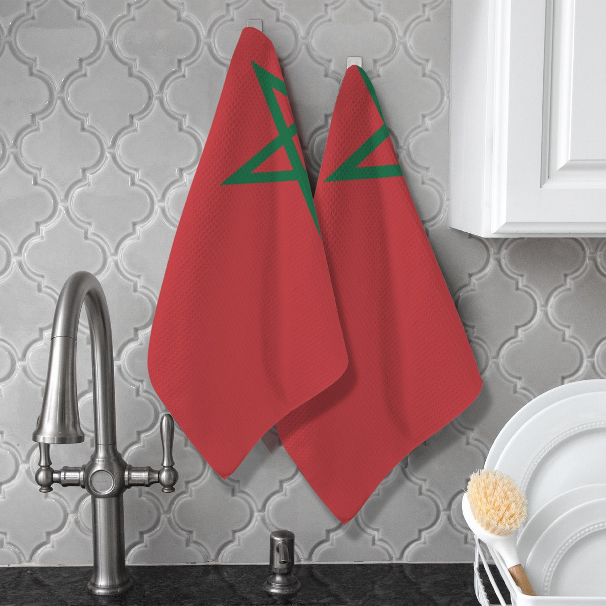 Morocco Flag Inspired Kitchen Towel 40X60cm (Pack of 2) | Printed In the USA