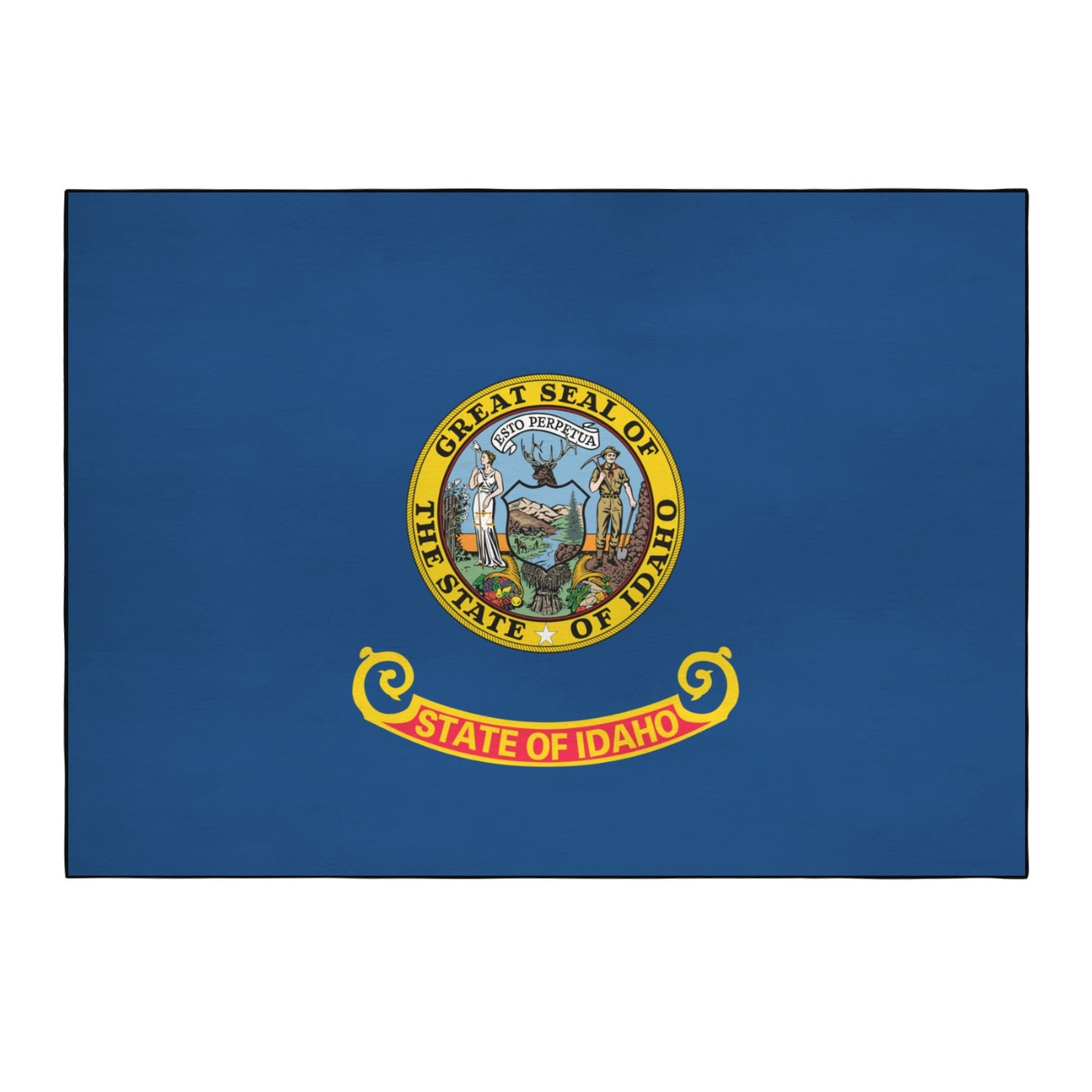 Idaho Flag Inspired 84x60 Inch Area Rug with Black Binding (Made in the USA)